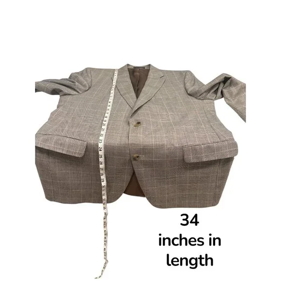 Cremieux Collection 46L Wool Blazer Loro Piana Fabric Windowpane Plaid Canada
